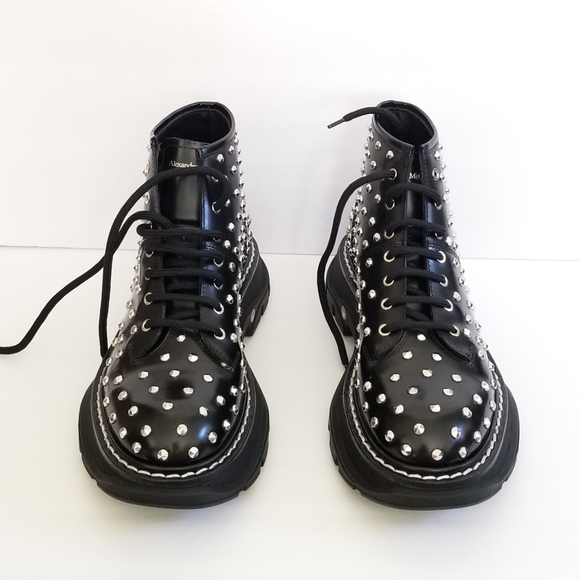 Alexander McQueen Studded Leather Boots Size 38 Black - Picture 3 of 9